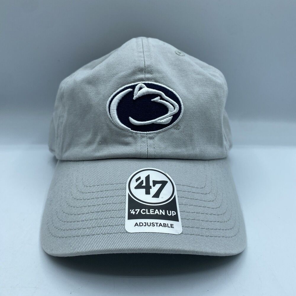 Penn State Nittany Lions Hat 47 Brand Gray Logo Clean Up Strapback NCAA NWT